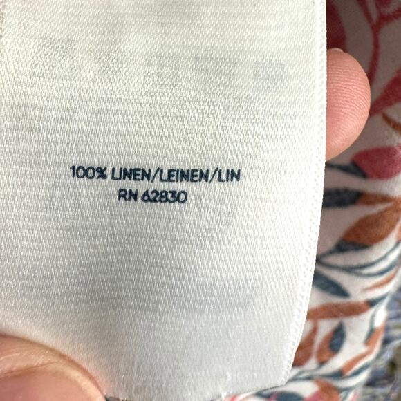 Lands End 100% Linen Ivory Multi Dyed Leaves A Line Long Sleeve Tunic Women's 18 - Picture 10 of 11